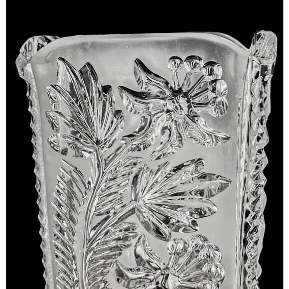 Vase Clear Pressed Glass Frosted Starburst Flower 6.5" Home Decor Vintage - Picture 4 of 15